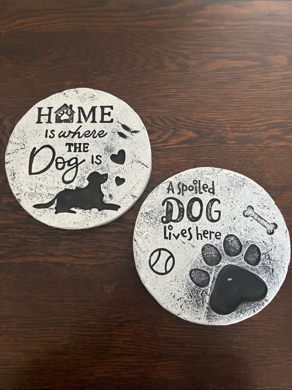 NWT-Home Is Where The Dog Is & A Spoiled Dog Lives Here Cement Garden Stones 🐾